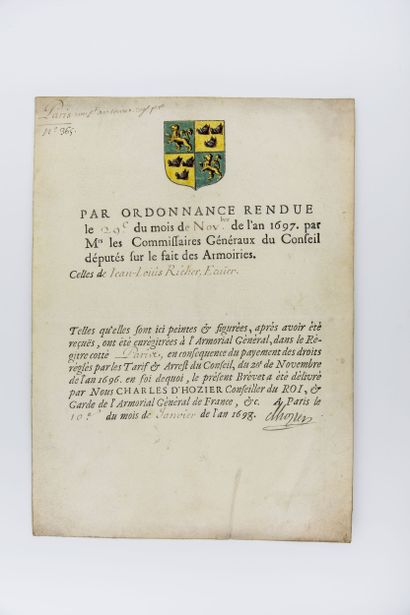 null HOZIER DE SERIGNY Charles, René [Paris, 1640 - id., 1732], conseiller du roi,...