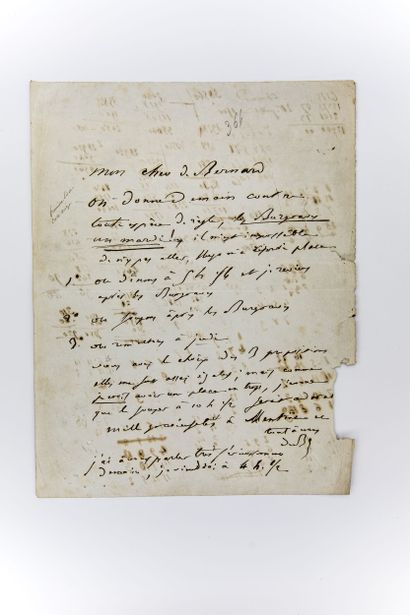  BALZAC Honoré de [Tours, 1799 - Paris, 1850], écrivain français. 
Lettre autographe,...