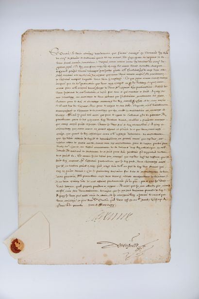 null CATHERINE DE MÉDICIS [Florence, 1519 - Blois, 1589], queen of France.

Signed...