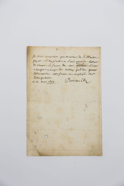 null PERRAULT Charles [Paris, 1628 - id., 1703], French writer.

Autograph piece...