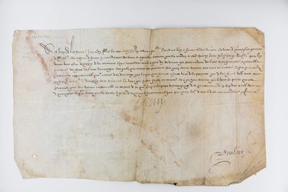 null HENRI IV [Pau, 1553 - Paris, 1610], king of France.

Signed document. June 27,...