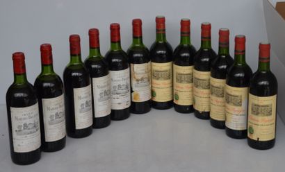 12 bouteilles : 6 bts : CHÂTEAU MAZERIS-BELLEVUE 1975 (NLB/1/2 ép) et 6 bts CHÂTEAU...