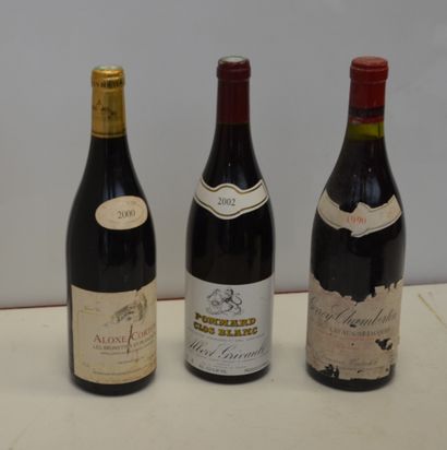 null 3 bouteilles : 1 ALOXE CORTON LES PLANCHOTS CHT DE SANTENAY 2000, 1 POMMARD...