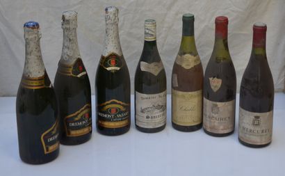 null 8 bottles : 2 MERCUREY 1970 and 1 MILLESIME MANQUANT, 1 CHABLIS 1984, 2 SANCERRE...