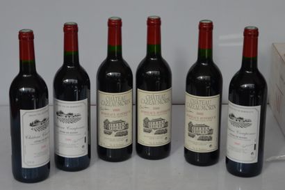 null 6 bottles : 3 bts CHÂTEAU CAMPONAC 2000 and 3 bts CHÂTEAU CAZEAU MORIN 2000