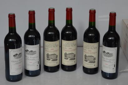 null 6 bouteilles : 3 bts CHÂTEAU CAMPONAC 2000 et 3 bts CHÂTEAU CAZEAU MORIN 20...