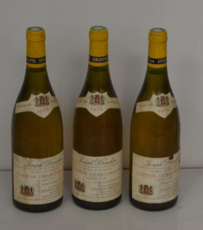 3 bouteilles CORTON CHARLEMAGNE BLANC 1988...