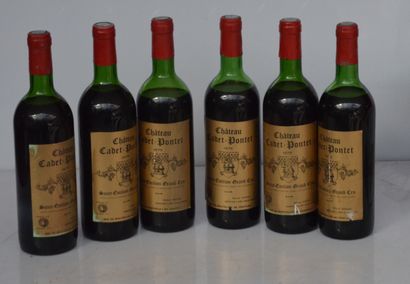 6 bouteilles CHÂTEAU CADET PONTET 1975 (NLB,...