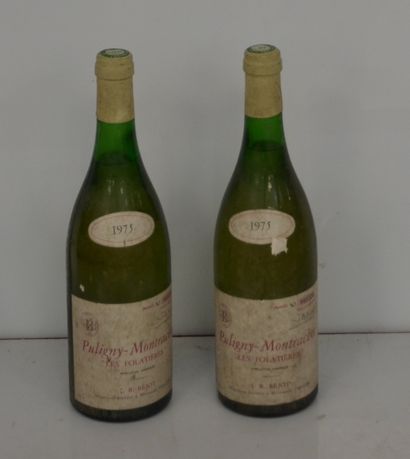 null 2 bottles PULIGNY MONTRACHET BLANC 1975 JB BEJOT LES FOLATIERES