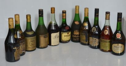 11 bouteilles COGNAC VIEUX : HINE-OTARD-BALLUET-DHEMIS-FROMY-DUMERGUE-MARIUS...