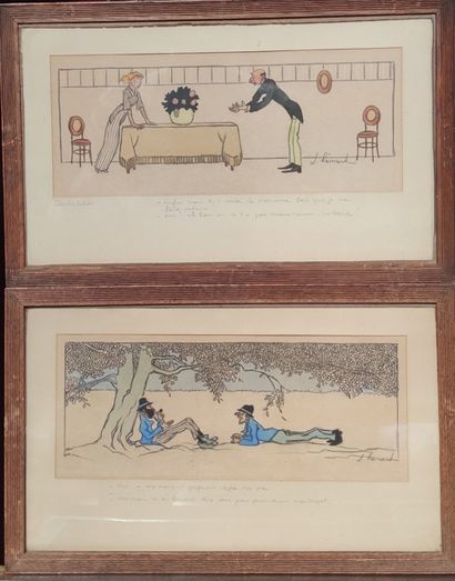 null Joseph HEMARD (1880-1961)

SET of 8 DRAWINGS in grease pencil and watercolor,...