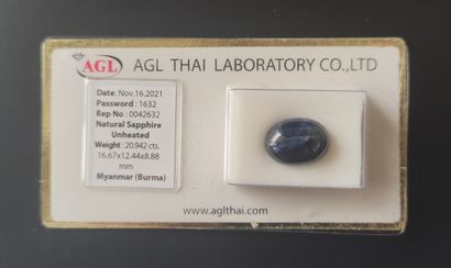 null 20.94 carats of natural SAPHIR from Burma 

WITH ITS AGL CERTIFICATE