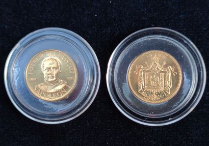 null 
Booklet "La numismatique Française" with two commemorative gold medals struck...