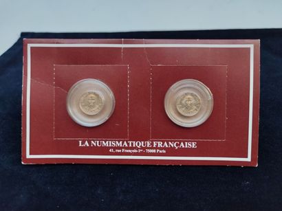  Plaquette "La numismatique Française" avec deux médailles or commémoratives frappées...