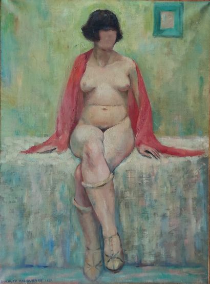 null 
Buckley MACGURRIN (1896-1971)
Nu à l'écharpe rouge, 1927
Huile sur toile, signée...