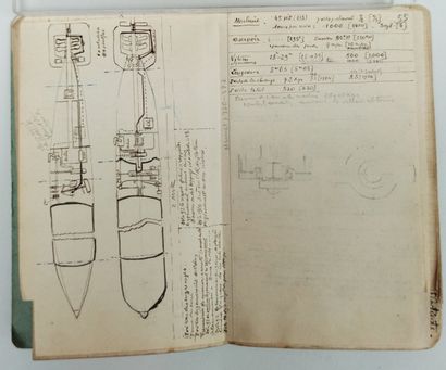 null Intéressant CARNET manuscrit, ayant appartenu à un enseigne de vaisseau, ayant...