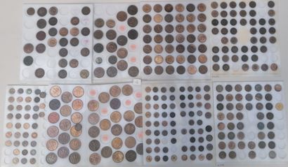 null 
COLLECTION of 1,2,5 and 10 centimes in copper from the Revolution to the IIIrd...