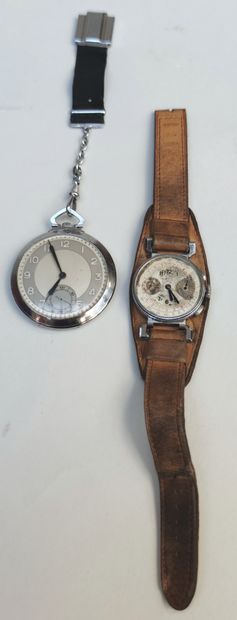 null 
LOT including a pocket watch, steel case, anonymous mechanical movement in...