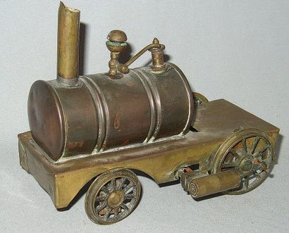 null Charmante petite locomotive de plancher à vapeur vive en cuivre de fabrication...