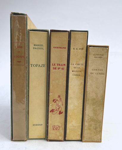 null 
Lot of five books in slipcases:



Marcel PAGNOL

Topaz

Illustrations DUBOUT



COURTELINE

The...