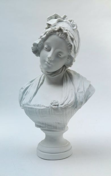 null 
G. Levy XIXe - XXe siècle.
Buste de jeune femme au bonnet de dentelle.
Epreuve...