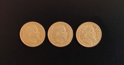 null 
TROIS PIECES DE 10 FRANCS OR Napoléon III
FRAIS DE VENTE POUR CE LOT : 12 %...