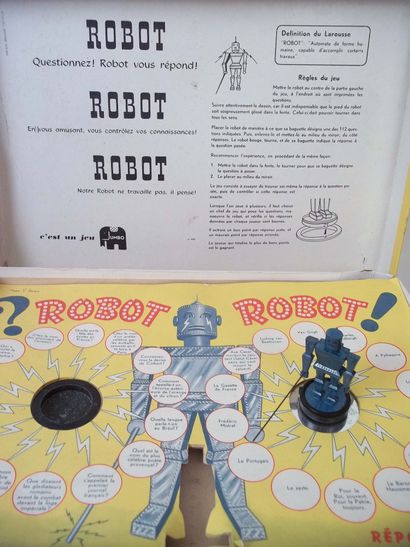  Boîte scientifique de questions et réponses avec un Robot miniature. (1940) complet....
