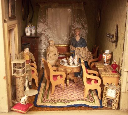 null 
Beautiful old dollhouse of the house Christian HACKER with original interior...