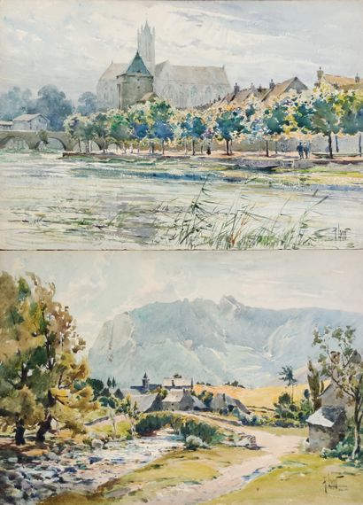 null 
René LEVERD (1872-1938)

Deux aquarelles 



Eglise de Moret vue depuis le...
