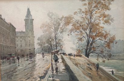null 
René LEVERD (1872-1938)



Goldsmiths' quay in Paris

Watercolor signed lower...