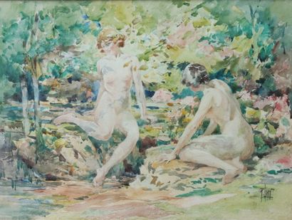  René LEVERD (1872-1938) Deux baigneuses...