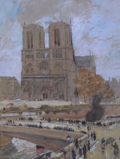 null 
René LEVERD (1872-1938)



Animation near Notre-Dame on the Petit Pont and...