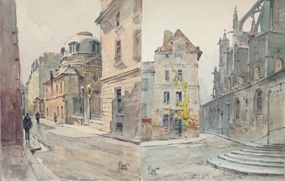 null 
René LEVERD (1872-1938)



Corner of the Church in Saint-Etienne Du Mont street...