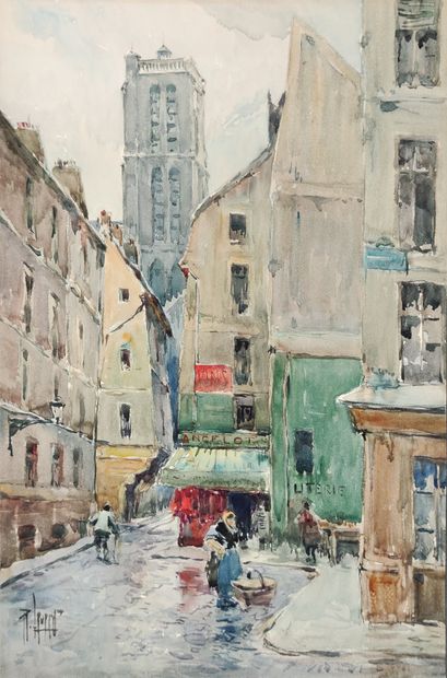 null 
René LEVERD (1872-1938)



Animated street in Paris near the Saint-Gervais...