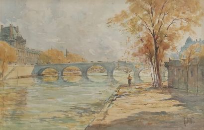  René LEVERD (1872-1938) Bridge over the...