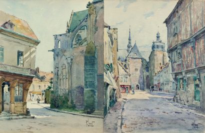null 
René LEVERD (1872-1938)



Street bordering the church in Nogent le Roi.

Watercolor...