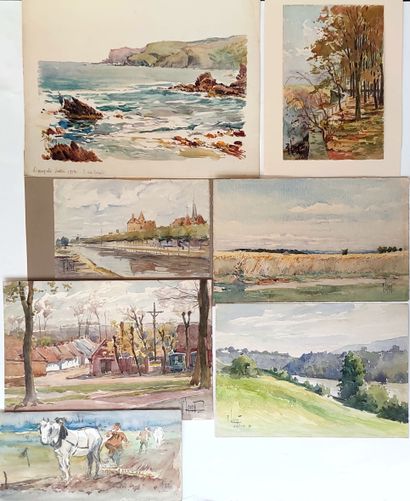null 
René LEVERD (1872-1938)



Paysages divers.

Ensemble de sept aquarelles signées.

Mesure...