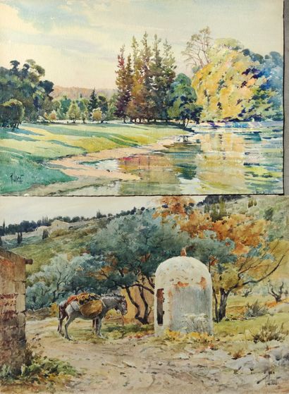  René LEVERD (1872-1938)  Deux aquarelles...