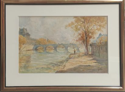 null 
René LEVERD (1872-1938)



Pont sur la Seine auprès du Louvre à Paris 

aquarelle...
