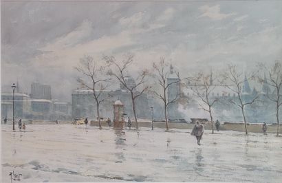 null 
René LEVERD (1872-1938)



Walkers in Winter in Paris near the Conciergerie

watercolor...