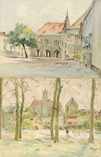 null 
René LEVERD (1872-1938)



Deux aquarelles : 



Vue de Moret

Aquarelle signée en...