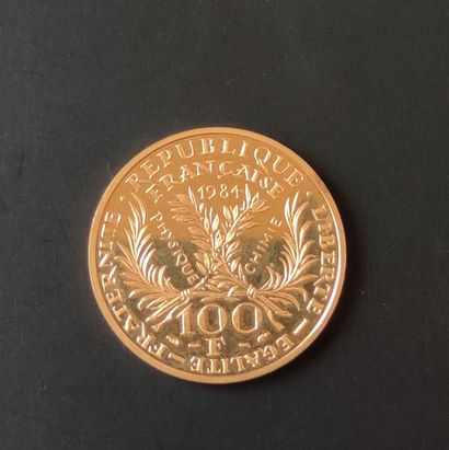 null 
PIECE de 100 francs en or jaune , monnaie de Paris 1984, Marie Curie poids...