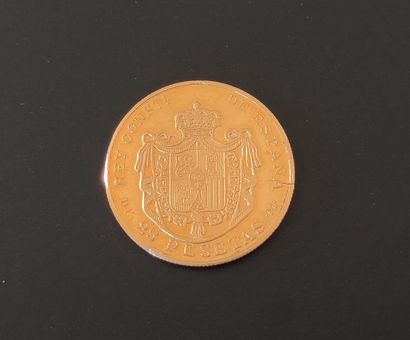 null 
PIECE en or 25 pesetas Alfons XII commemorative  poids : 7,4 g 
