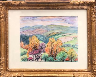 null 
Gilbert PERSONNE (1900-1981)

Paysage au envion de Felletin 

Crayons de couleurs...