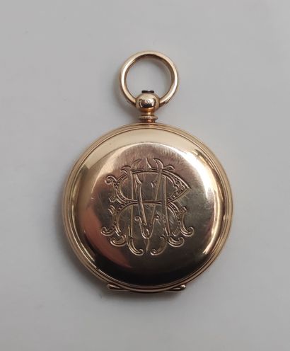 null 
MONTRE pendentif savonnette, boitier en or jaune 750 °/°° , cache poussière...