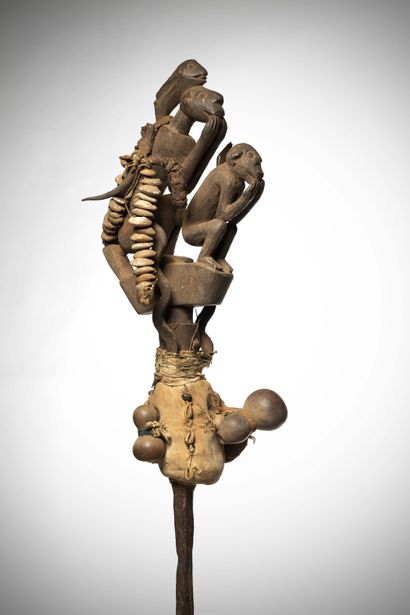 null Fon 

(Benin) Wrought iron composed of two vertical snakes on either side of...