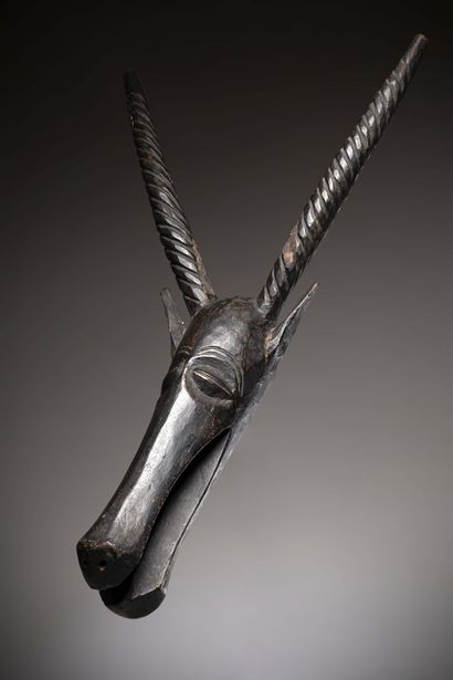 null Sénoufo

(Ivory Coast

/Mali) Antelope head with long twisted horns evoking...