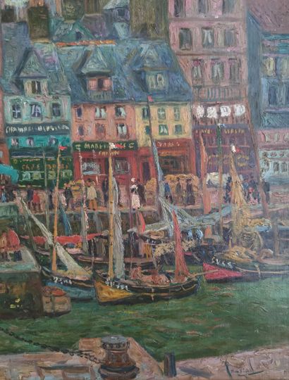null 
Henri Liénard DE SAINT-DELIS (1878-1949)

Notre-Dame quay in Le Havre

Oil...
