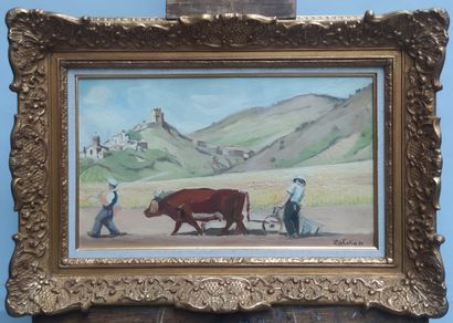 null 
Robert LOTIRON (1886-1966)

Ploughing

Oil on canvas, signed lower right

27...