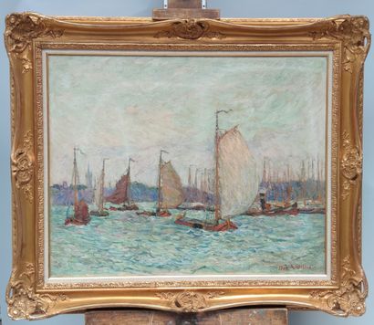 null André WILDER (1871-1965)

Bateaux près du port en Bretagne, 1900

Huile sur...